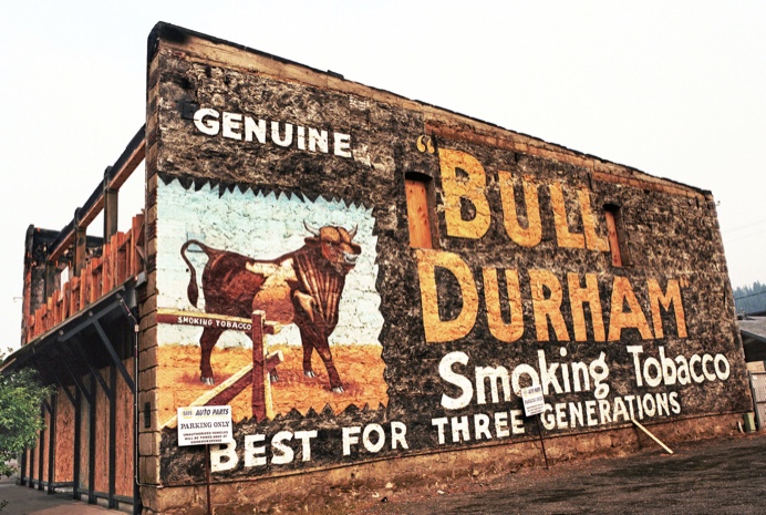 Cle Elum WA, Cle Elum Wash., Bull Duran tobacco ghost sign, Bull Durham smoking tobacco, Kodak Portra 400, Mamiya 645 Pro, Jeff King Photography