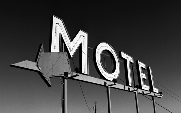 Motel sign in Coulee City, Highway 2, Waterville Plateau, Jeff King Photography, Mamiya 645 Pro TL, Kodak T-Max 400