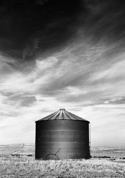 Waterville Plateau, grain silo on Waterville Plateau, grain silo, Highway 2, Waterville Wash., Jeff King Photography, Mamiya 645 Pro TL, Kodak T-Max 400